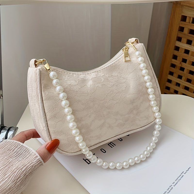 TEMU ヴィンテージ レディースバッグ レースフラワー カラー チェーンショルダー アンダーアーム ハンドバッグ 女性用 収納 トラベルバッグ