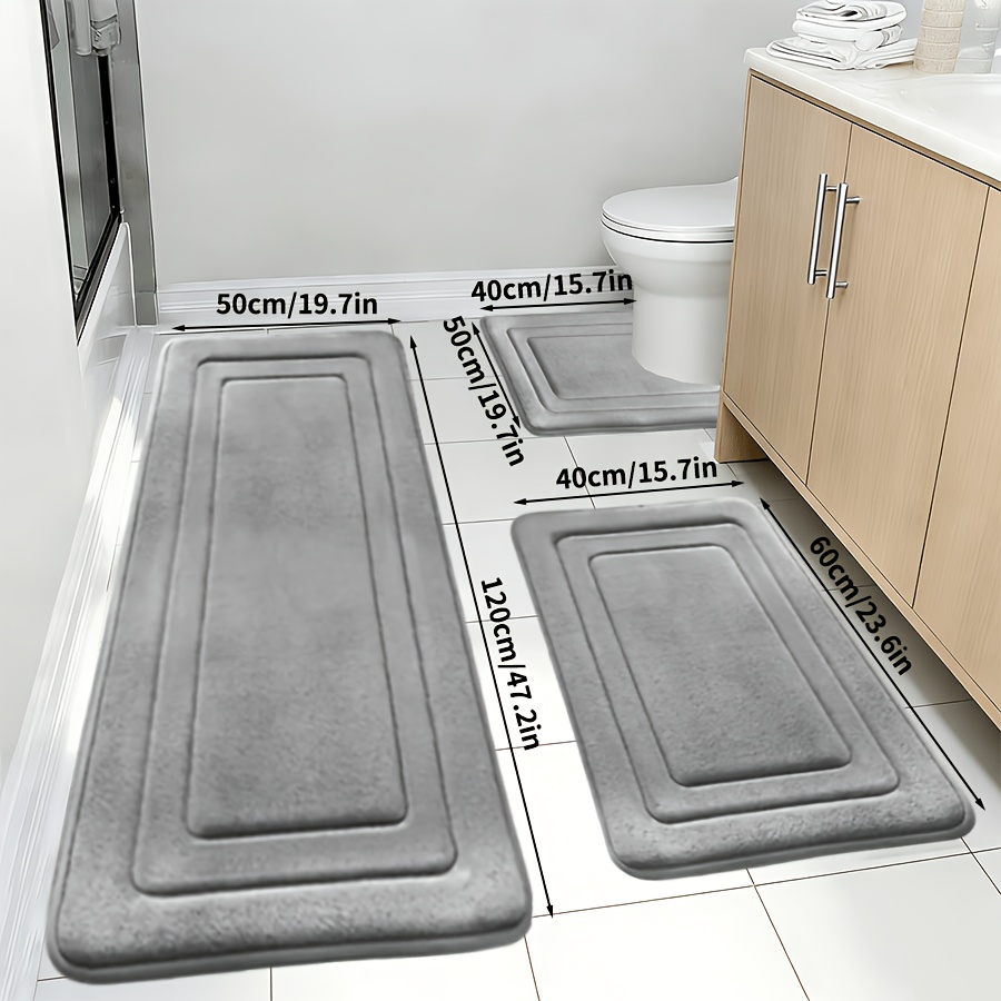 TEMU 3pcs Bathroom Anti-slip Floor Mats, Super Absorbent, Easily Wipes Away Water Stains From Feet, U-shaped Toilet Rug Carpet, A Home Essential,