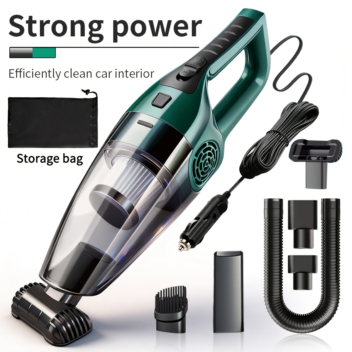 TEMU Handheld Vacuum Cleaner, Ultra-powerful Suction, High Power, For Cleaning Interior, Car Vacuum Cleaner, Strong Suction, Mini Vacuum Cleaner, 12v
