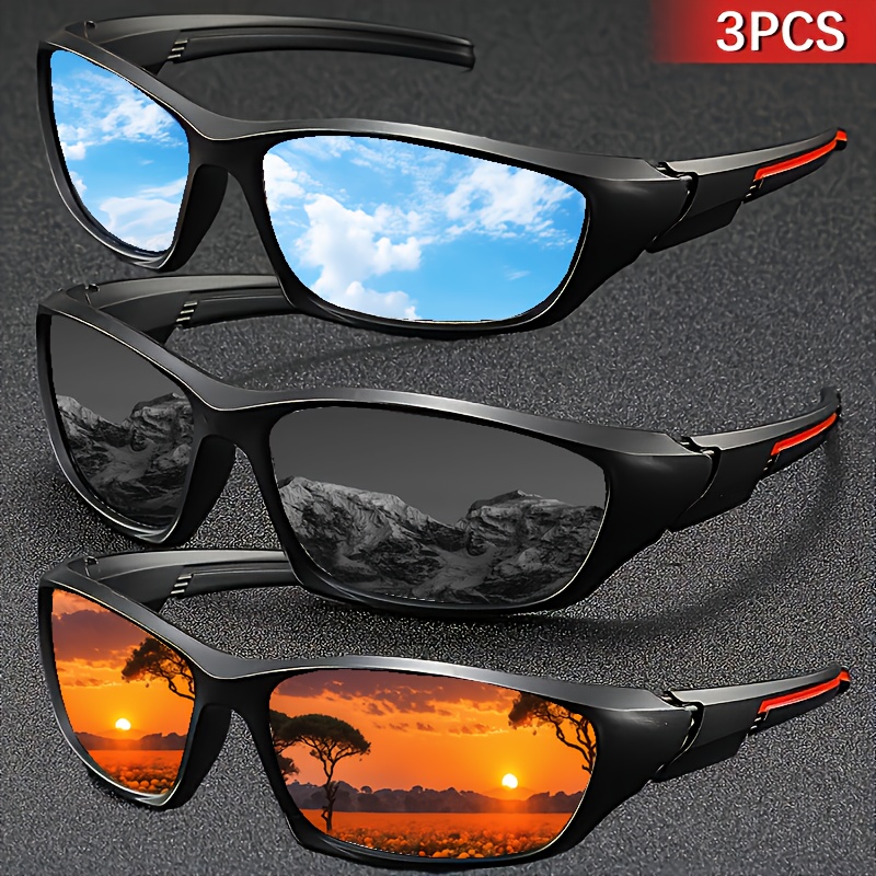 

3 Pairs Sports Glasses, Polarized , , Fashionable Outdoor Eyewear For , With Cycling, Running, Fishing, Hiking, Golf & Photo Props