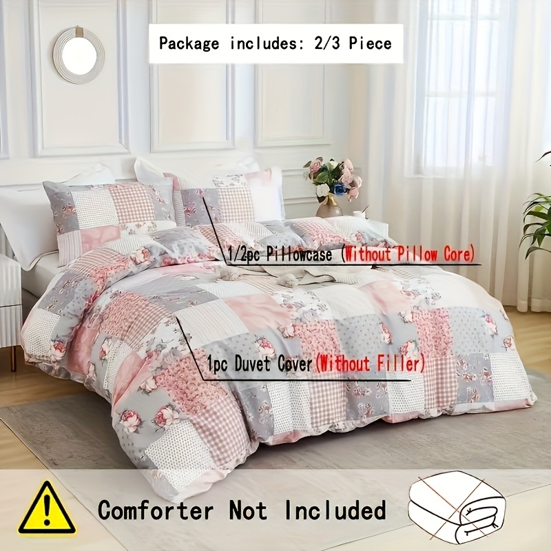 pink   print 2 3pcs quilt cover set polyester microfiber brushed fabric   and soft bedroom and   home bedding set 1 quilt cover 1 2 pillowcase   home furnishings details 9