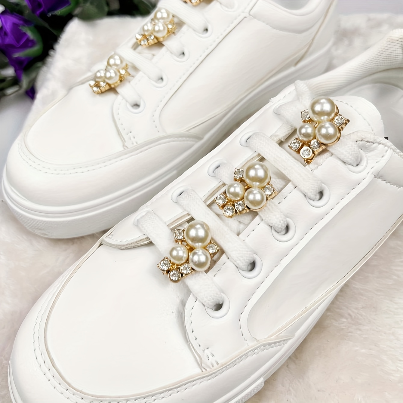 

6pcs Set Of Detachable Pearl Diamond Alloy Buckles Suitable For Shoes, Boots, Clothing, Bags, Versatile Decorations