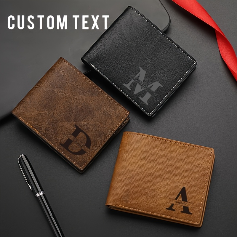 

Custom Engraved Men' - Casual Bifold Short Horizontal Design, Leather, Perfect Valentine's Day Gift, Personalized, Leather Wallet