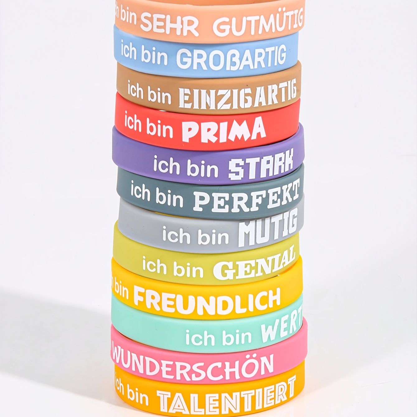 Image of 12pcs Silicone Motivational Bracelets, Symbolizing Inspirational Quotes, High Quality, Elastic, Unisex Accessories, Suitable For Parties, Homes, Offices, Gifts, And Party Supplies,christmas