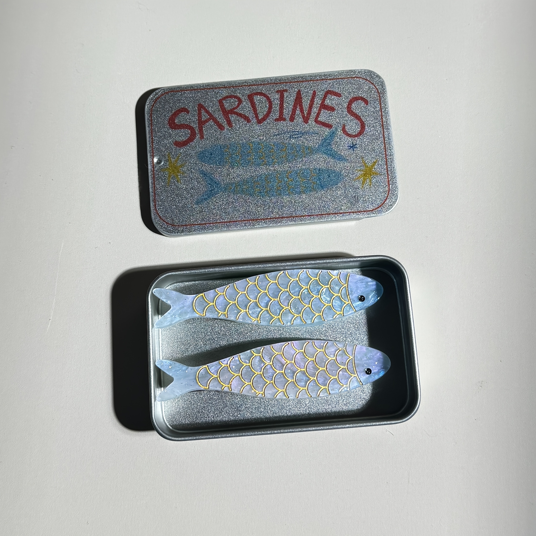 TEMU 2pcs Sardine Hair Clips With Sardine Can Box, Cute Fish Hair Clips For Beach, Travel, Party, Funny Novelty Quirky Hair Accessories For Women