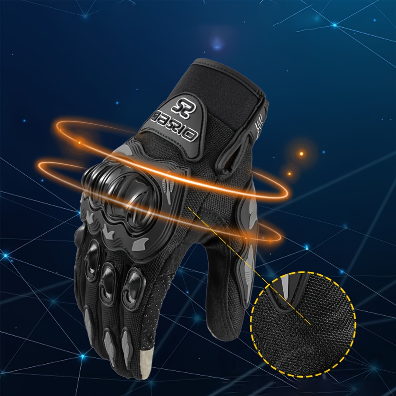 1 Pair Spring/Summer Motorcycle Riding Gloves - Breathable Mesh & Durable Synthetic, Adjustable Hook & Loop Closure, Ergonomic Design for Enhanced Grip & Comfort, with Accents, Motorcycle Riding Gear, Outdoor Sports Gloves, Sleek Glove Design