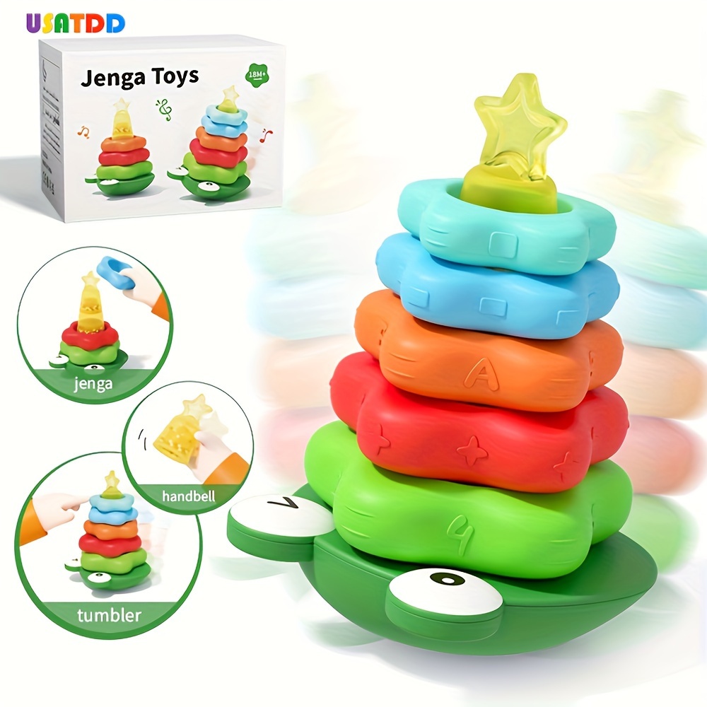 

Usatdd Baby Educational Stacking Toys For Toddlers Montessori Shapes Sorting Stacked Balance Puzzle Game Fine Motor Toys Early Learning Child Gift With Jenga Handbell
