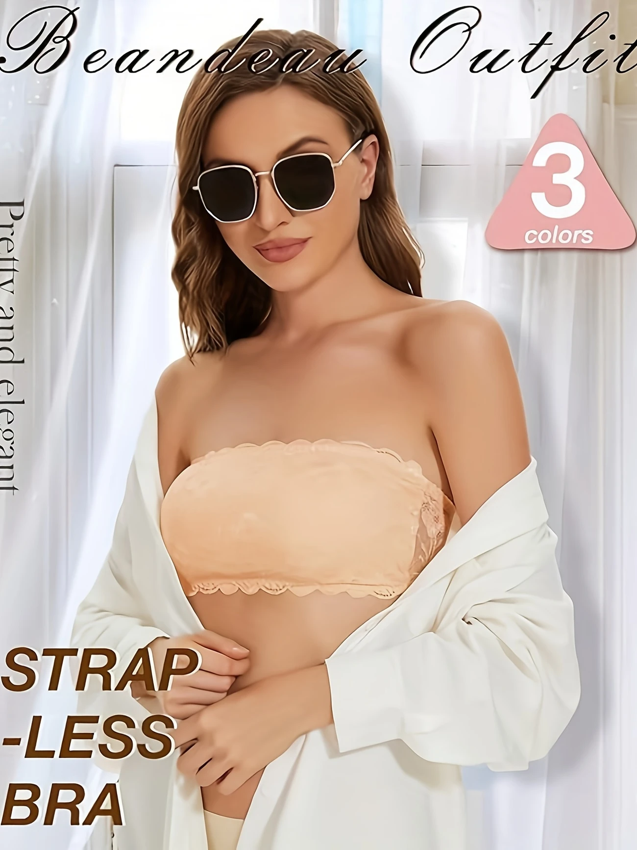ladies lace tube bra comfortable wire free gathered tube bra strapless thickened bra details 4