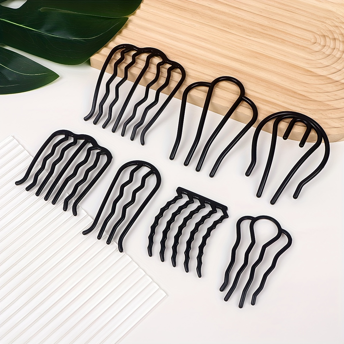 

7pcs Elegant & Cute Hair Accessories Set, Plastic Multi-teeth Hair Claw Clips, Stylish Updo Hair Pins, Floral Bun Hairpins, Valentine's Ornaments, Medium Size, Solid Color