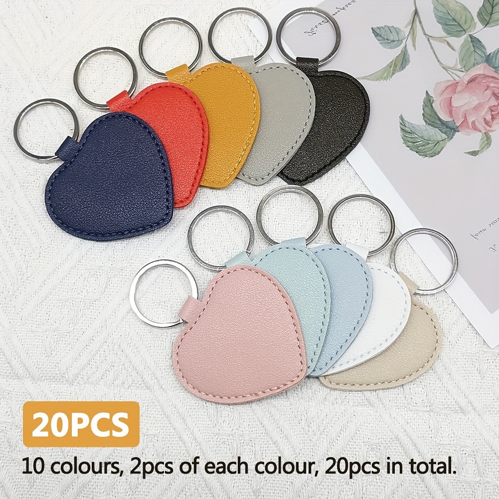 Gift For Her/him 15pcs/20pcs Heart-shaped Pendant Leather Keychain Kit For Men And Women, Diy Craft Pu Leather Keychain Blanks With Keyring Charms, Holiday Gift Party Keychain Gift Pack