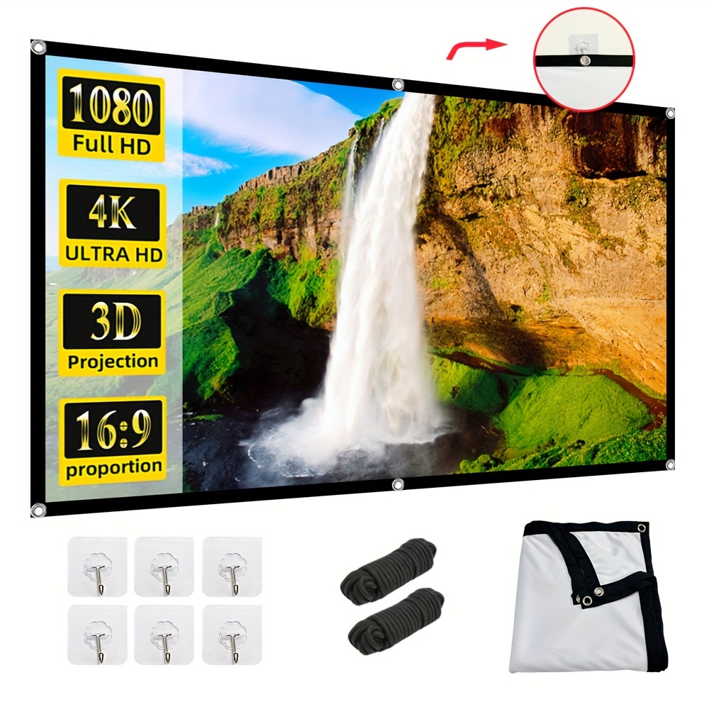 

Portable 16:9 Foldable Projection Screen - Wrinkle-free, Dual-sided For Indoor/outdoor Use - Ideal For Home Theater, Parties, Office & Classroom