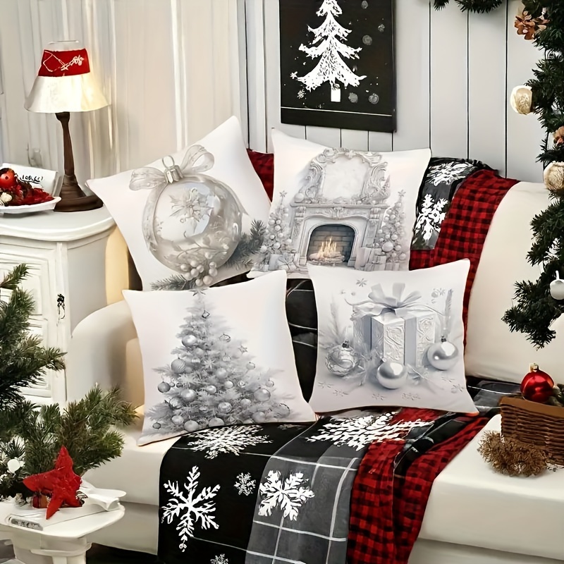 

4pcs, Christmas Pillowcase, Opening, , Braided, , , Decorations, Fireplace - Decoration For The , Not Included