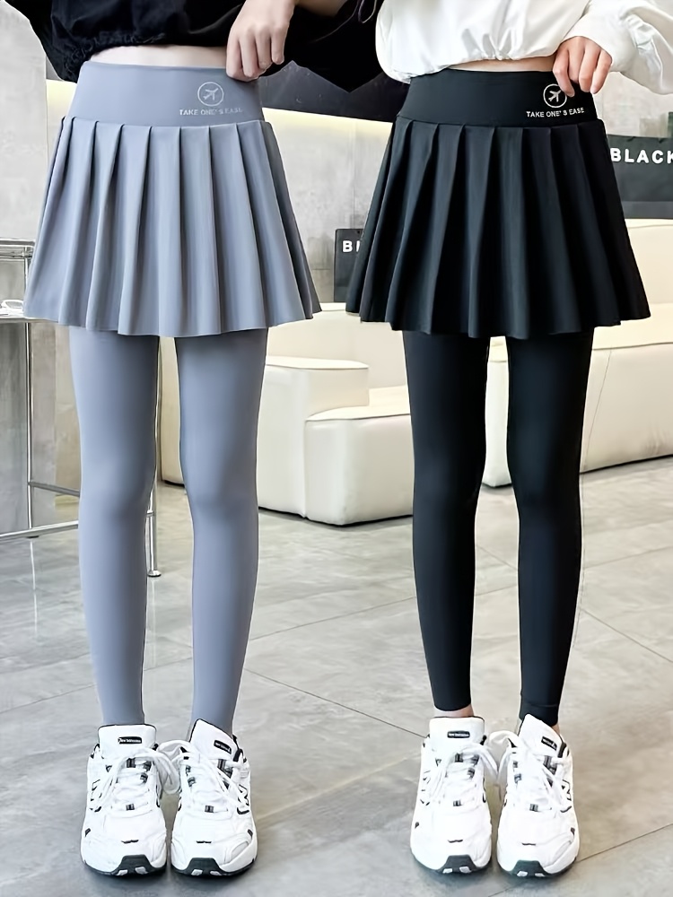 girls two piece pleated skirt pants spring autumn - Temu Canada