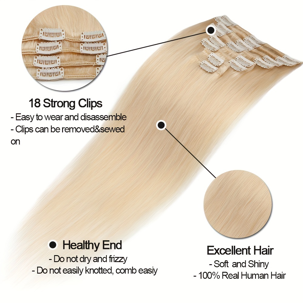 16 24inch clip     human hair extensions 8 pieces   long short standard wefts soft natural hair extensions details 5