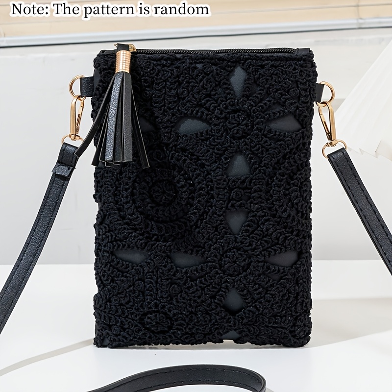 TEMU Women' Shoulder Bag, Ethnic Phone Bag, Pure Rice White Tassel Coin Purse, Casual And Easy Women's Bag