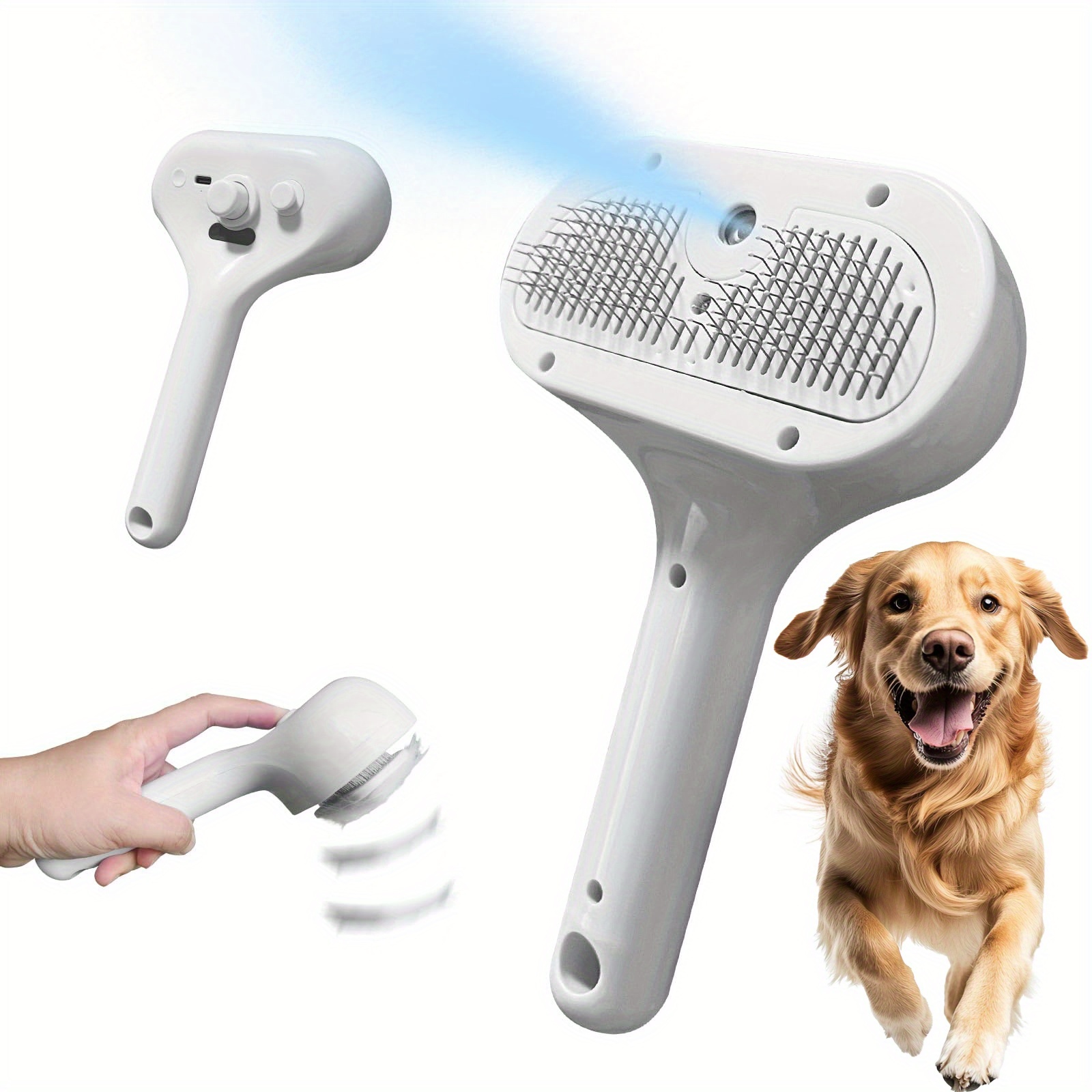 Image of Shedding Steam Brush, Self-cleaning Cat Brush With Water Spray, 3-in-1 Design For Massage, Hair Removal, And Cleaning, Steamy Brushes For Indoor Cats, Dogs And Rabbits