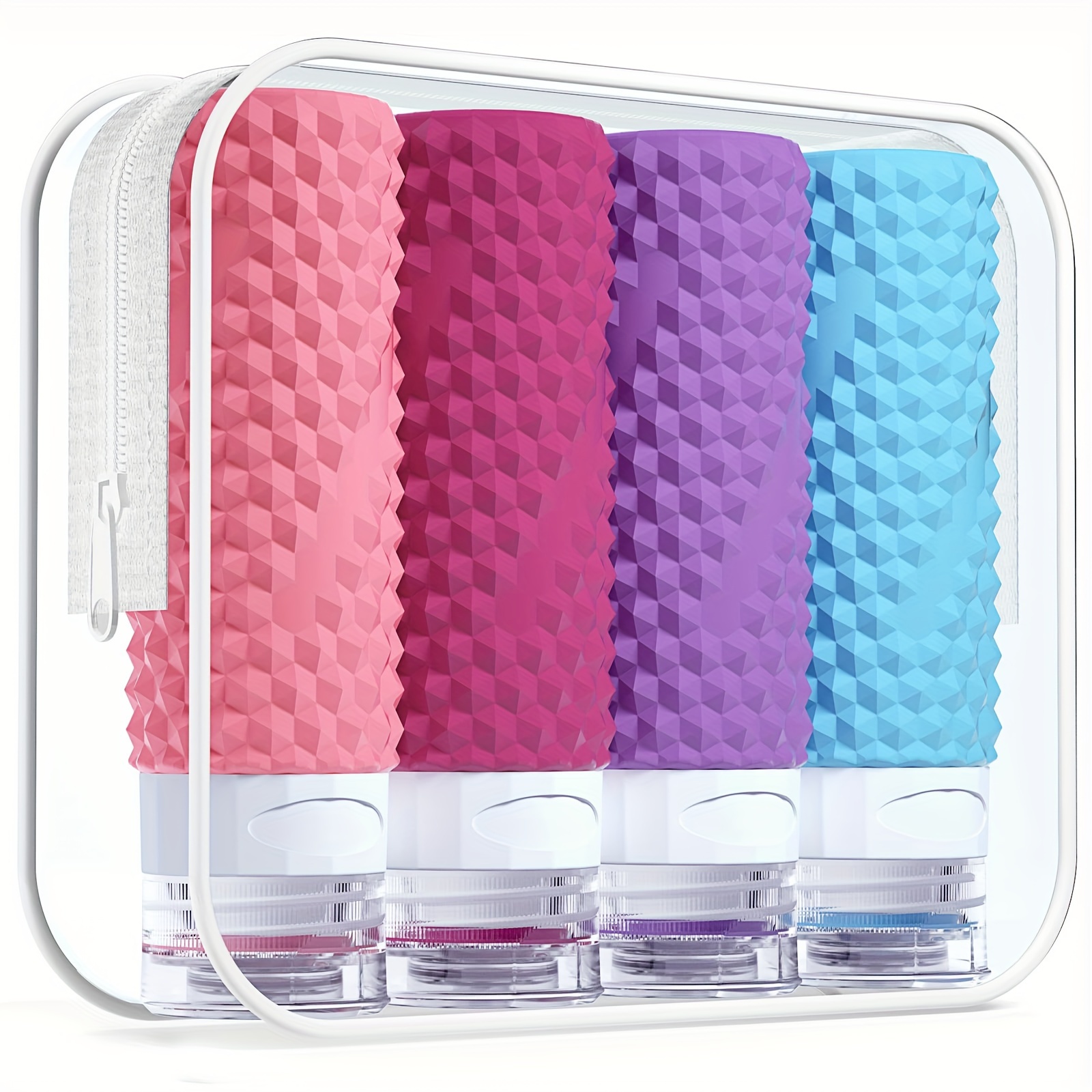4 Pack/set Travel Bottles For Toiletries, Tsa Approved 3oz Travel Bottles, Free Leak Proof Travel Size Toiletry Containers, Refillable Travel Accessories With Toiletry Bag For Shampoo Liquid