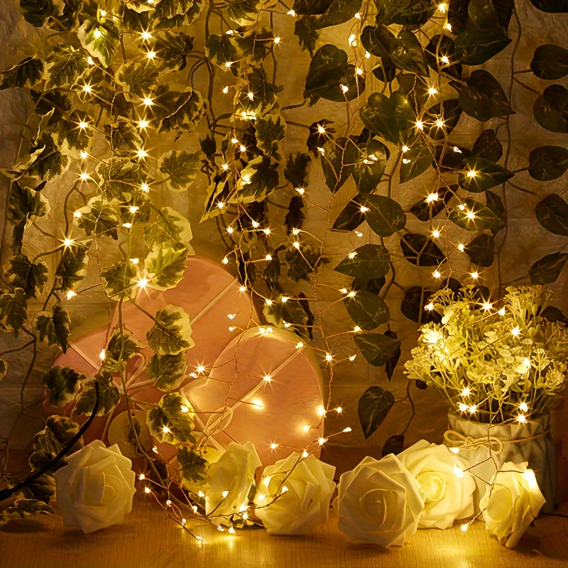 Indoor Christmas LED Firecracker Fairy String Lights, LED Holiday Lights, 8 Flashing Modes, with Remote Control, Smart Remote, Dimmable, 8 Modes, 50/100 LED Fairy Lights, Suitable for Wedding, Party, Bedroom Decoration