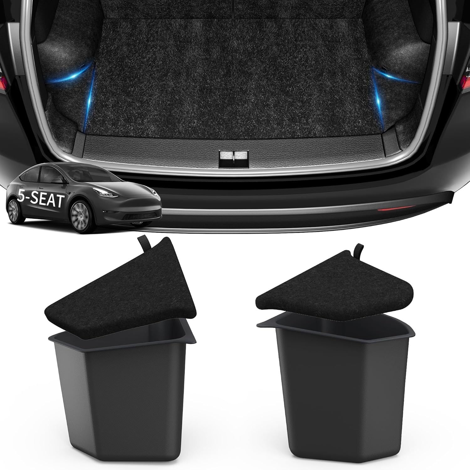TEMU Trunk Storage Bins For 2022- 2023 Rear Trunk Organizer Side Storage Boxs With Lids, Abs Waterproof Protector Packets Accessories