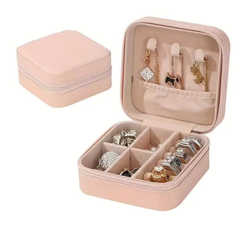 luxus ikki qatlamli zargarlik buyumlarini tashkil etuvchi, kichik o'lchamli, portativ, katta sig'imli, sueda, taqinchoqlar uchun tutqichlar, zip yopilishi, quloq taqinchoqlari, soatlar, aksessuarlar tafsilotlari 11