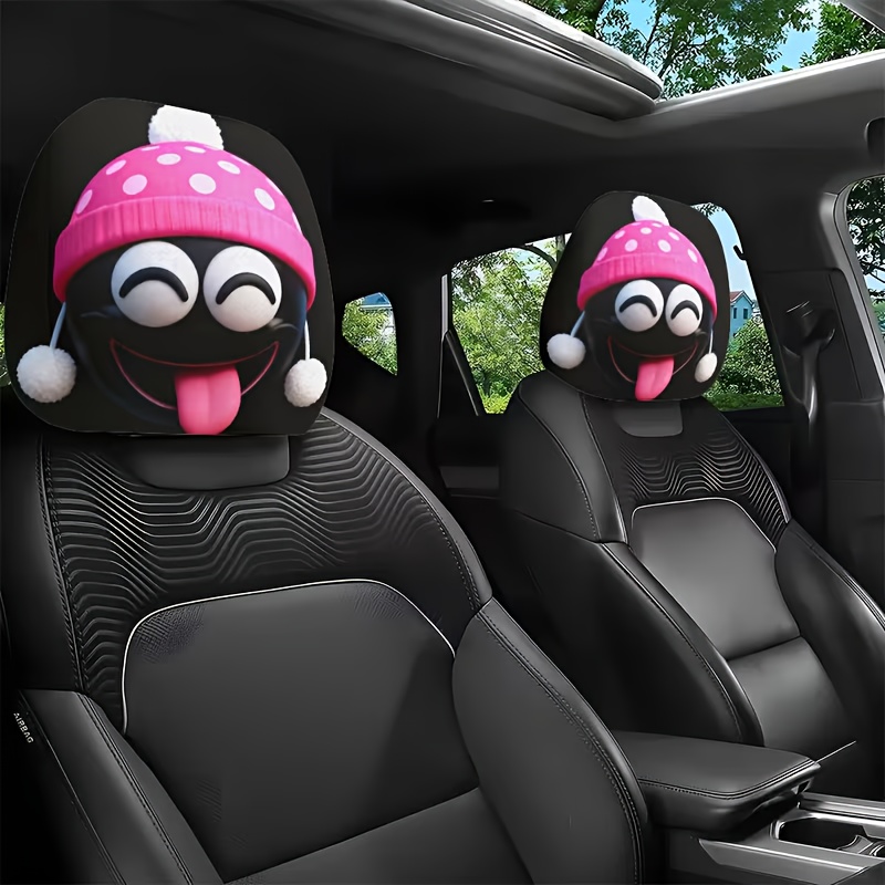 2 Pink Knitted Caps For Car Headrests, Ideal For Travel And Everyday Use, Enhancing Car Interior Aesthetics, Soft And Cozy, Appropriate For Any Season, Easy To , Perfect As A Present For