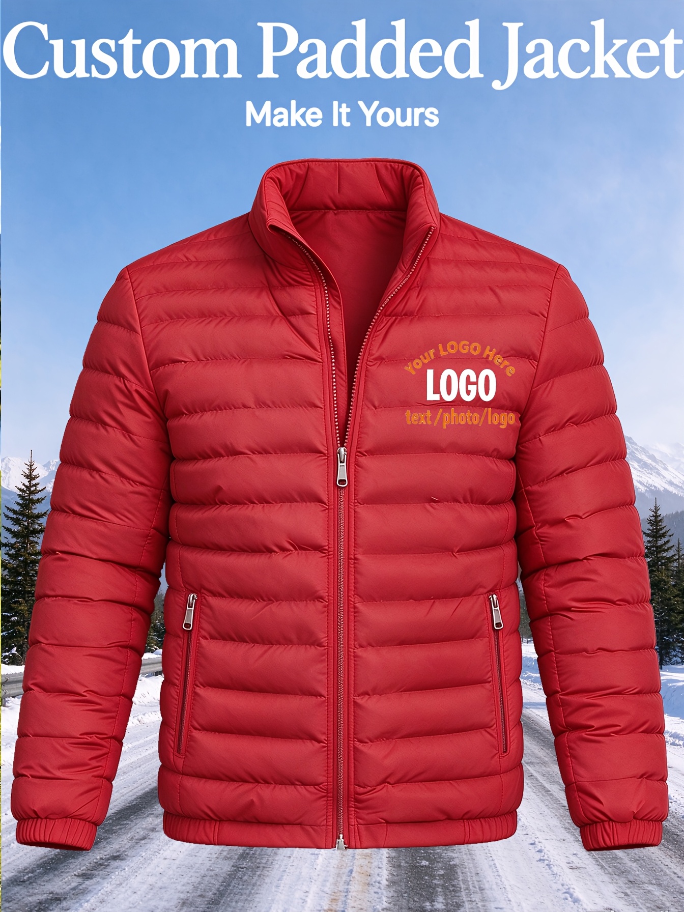 Custom Padded Jacket - Men's Stand Collar Thickened Padded