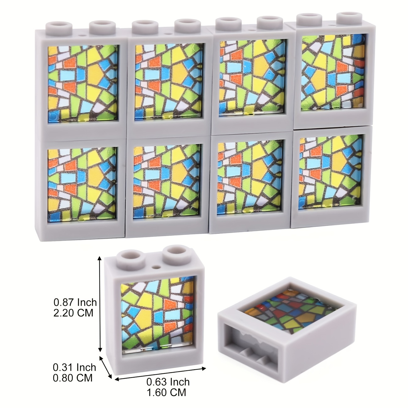 10pcs Window Frame Building Blocks 1x2x2 with Glass Panels