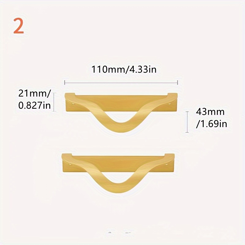 2pcs '-hardware Invisible Handle - Concealed Door/drawer Pulls, Polished Brass Cabinet Handles Suitable Cabinets, Dressers, Wardrobes - & Install (hardware Included)