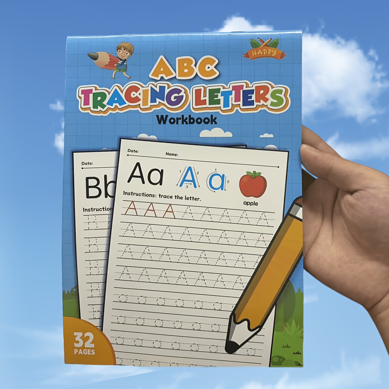 TEMU Oefenwerkboek voor kinderen met letters A-Z en cijfers 1-10, nakentabel voor peuters met cijfers en letters