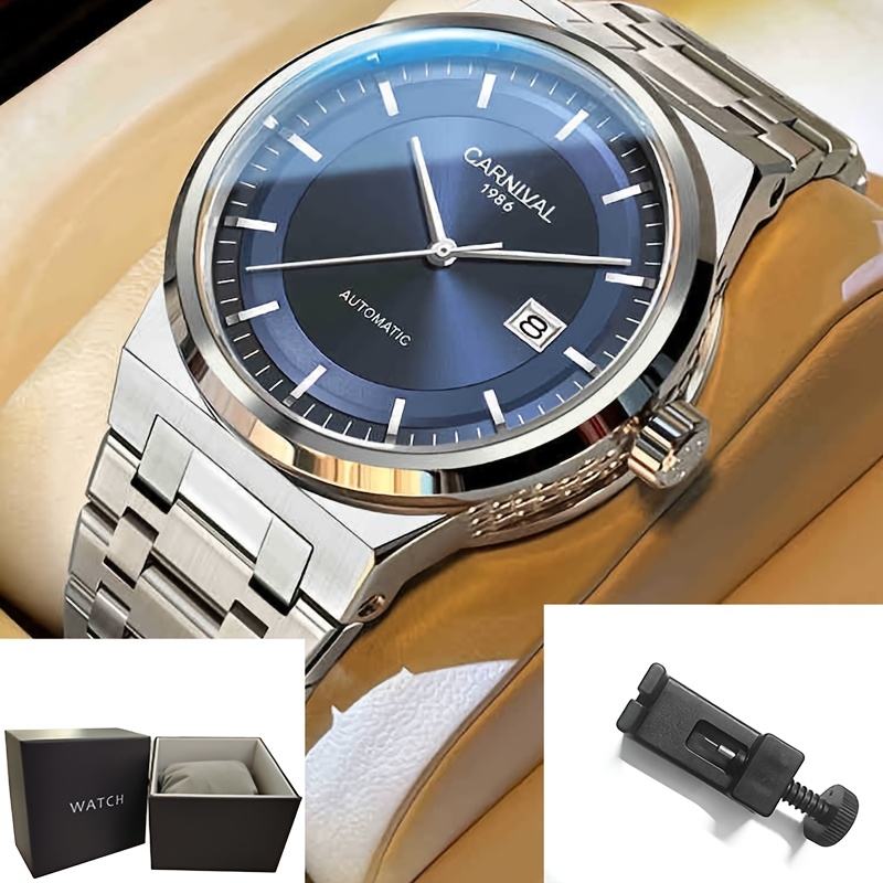 Image of I&w Carnival Luxury Men' Mechanical Watch - 50m Water Resistant, Stainless And Case, , Date Indicator, Retro Design, Ideal Holiday Present For Him, Without Battery