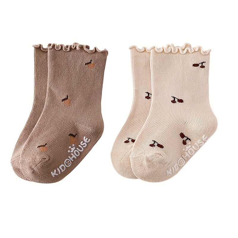 2/5 Pairs Wood Ear Lace Anti-slip Floor Socks Loose Toe Non-constricting Early Indoor Walking Socks