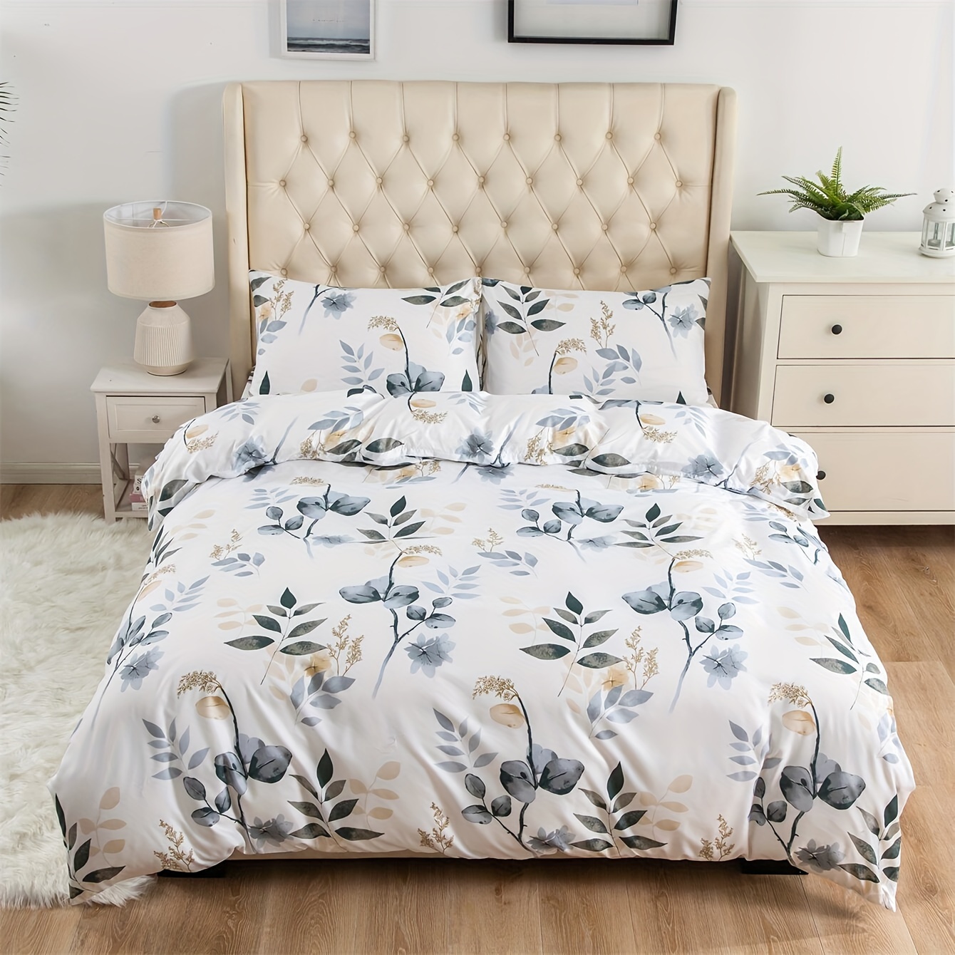 

Floral Lightweight Duvet Cover Set With Zipper Closure - 3 Piece Set Includes 2 Pillowcases, Machine Washable Polyester, All-season Comfort - No Duvet Insert Included