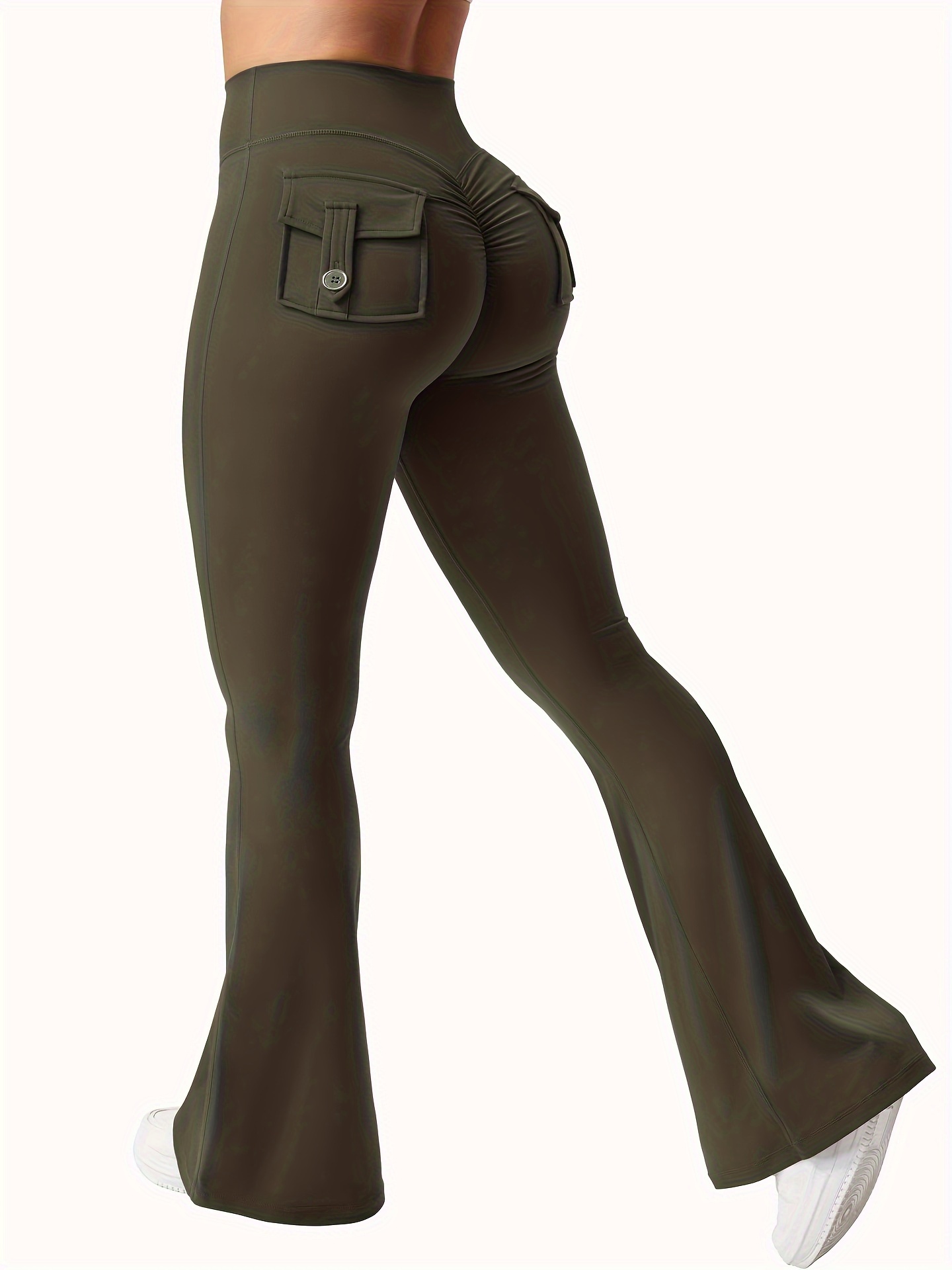 New Women'S Casual Loudspeaker Yoga Pants Training Loudspeaker Pants High Waist Work Clothes Belt Pocket Sportswear - Image 5