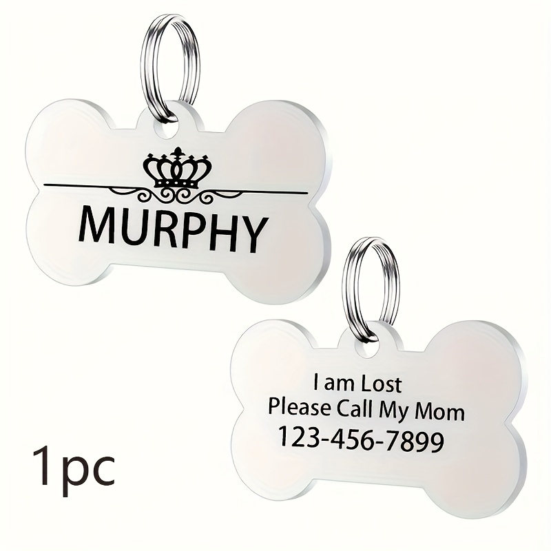TEMU 1pc Custom Dog Tag, Personalized Pet Id Plate With Stainless Shape - Laser Engravable Name And Phone Number For Dogs