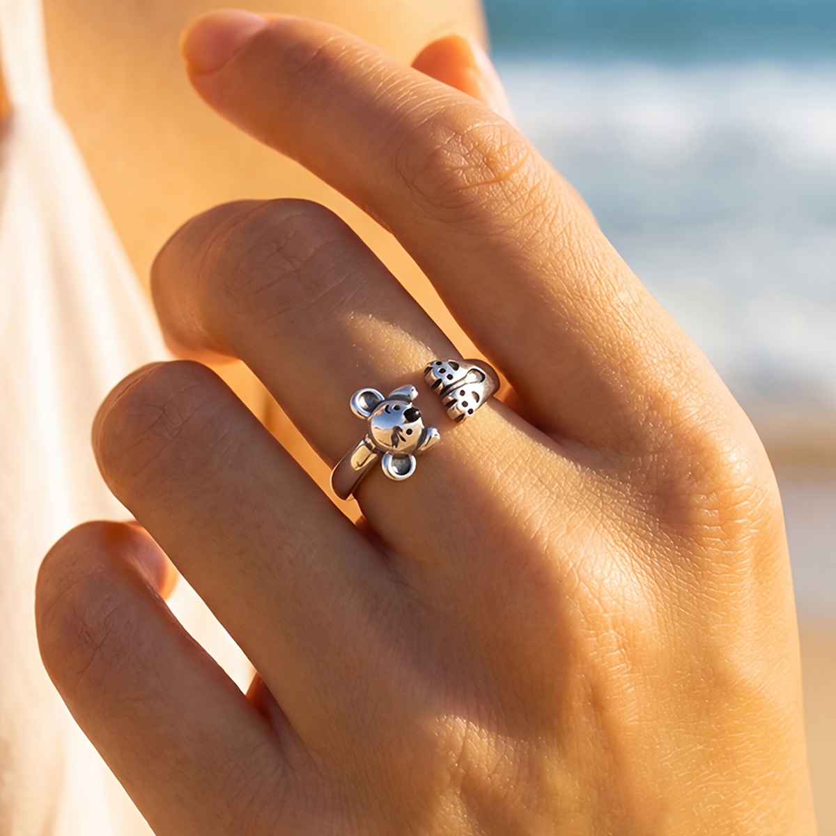 Women's Adorable Koala Open Ring, Versatile Fashion