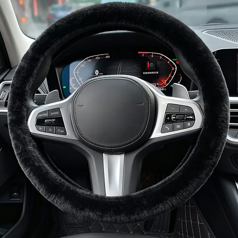 TEMU Protège-volant en peluche Suitu compatible avec berlines/VUS/camions, protège-volant d'hiver doux et chaud avec couche intérieure antidérapante,