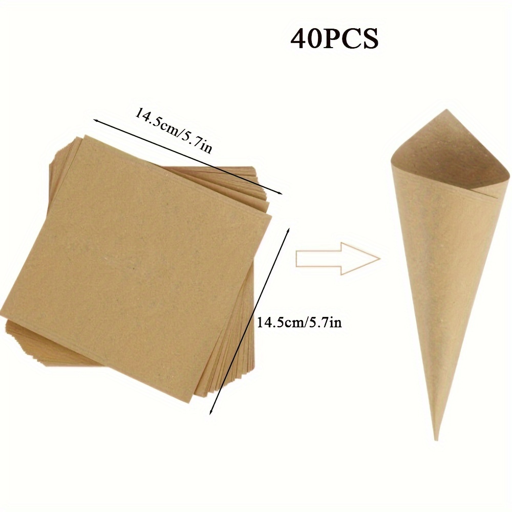 40pcs Paper Confetti Cones With Glue & Bowknot Strings - Weddings, Birthdays, Graduations & Events