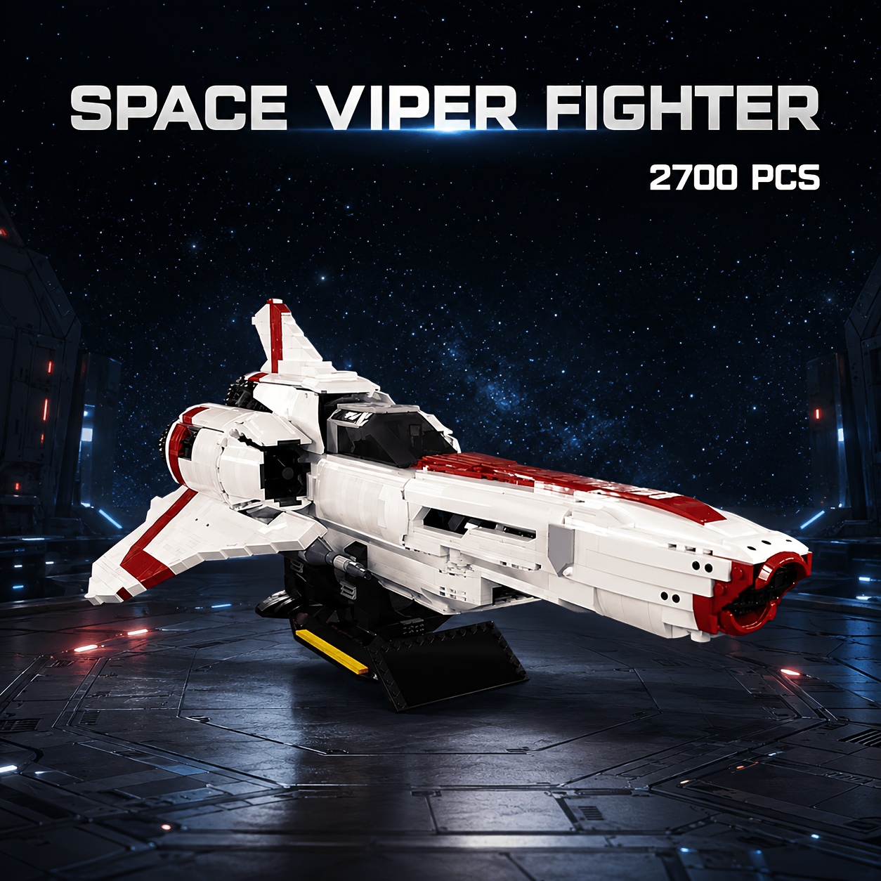 Image of [zorvathyn] 2700pcs Colonial Space Fighter Building Set, Sleek Moc Brick Style Model From Classic Series, Iconic Spaceship Display, Aerospace Construction Toy Gift For Space Opera And Tv Show Fans