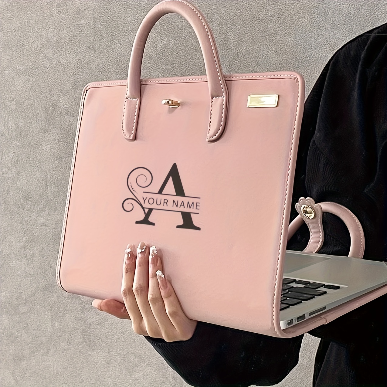 womens pu leather laptop bag personalized name Temu Philippines