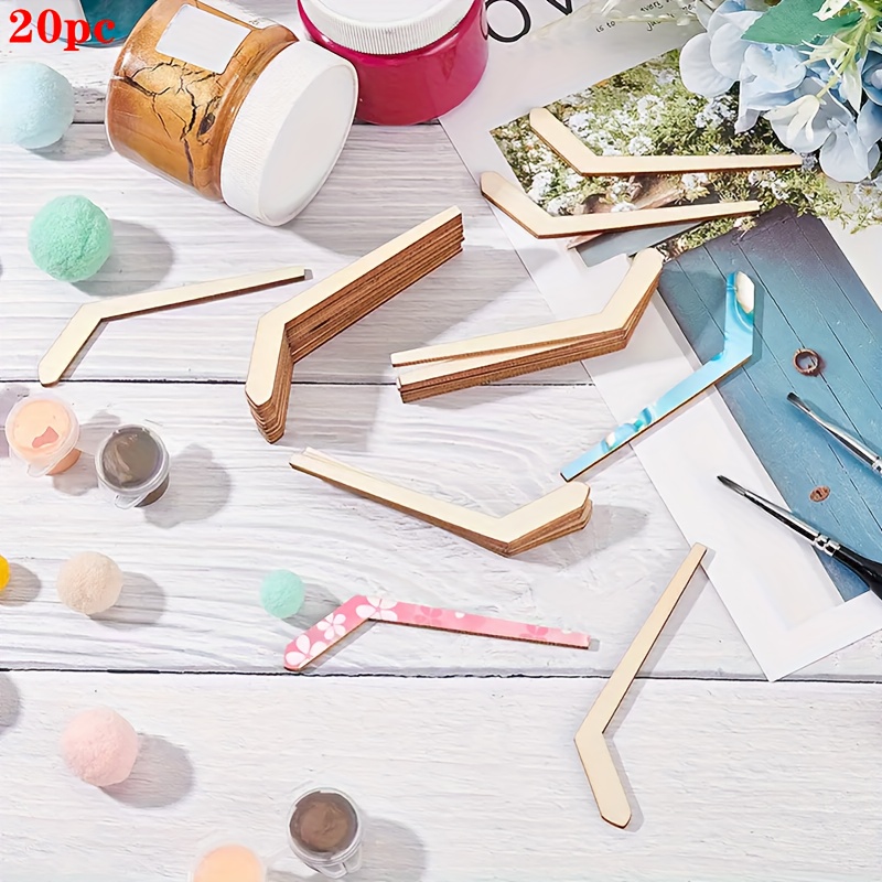 20pcs Wooden Hockey Stick Shape Pieces For Painting Graffiti Craft Wood Hanging Ornaments Pendant Decorations For Holiday Party Birthday Decor