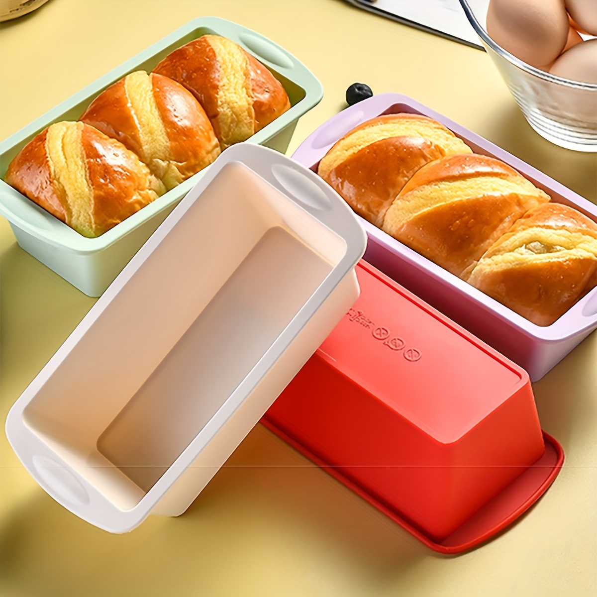 

2pcs Silicone Cake Baking Molds, 7.65''x3.74'', Easy To Release Rectangular Loaf Pan, Household Oven Silicone Baking Tray, Kitchen Baking Tools