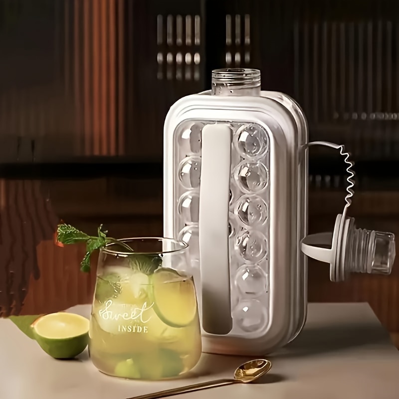 2 in 1 foldable ice maker water bottle high capacity silicone ice cube tray with 17 grids for perfect sphere rectangle ice cubes essential kitchen accessory details 2