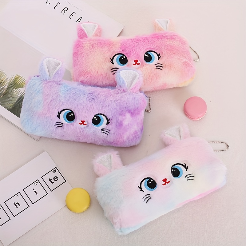 

Chic Cat-themed Pencil Case - Lightweight, Zippered Stationery Organizer With Coin Purse For Girls