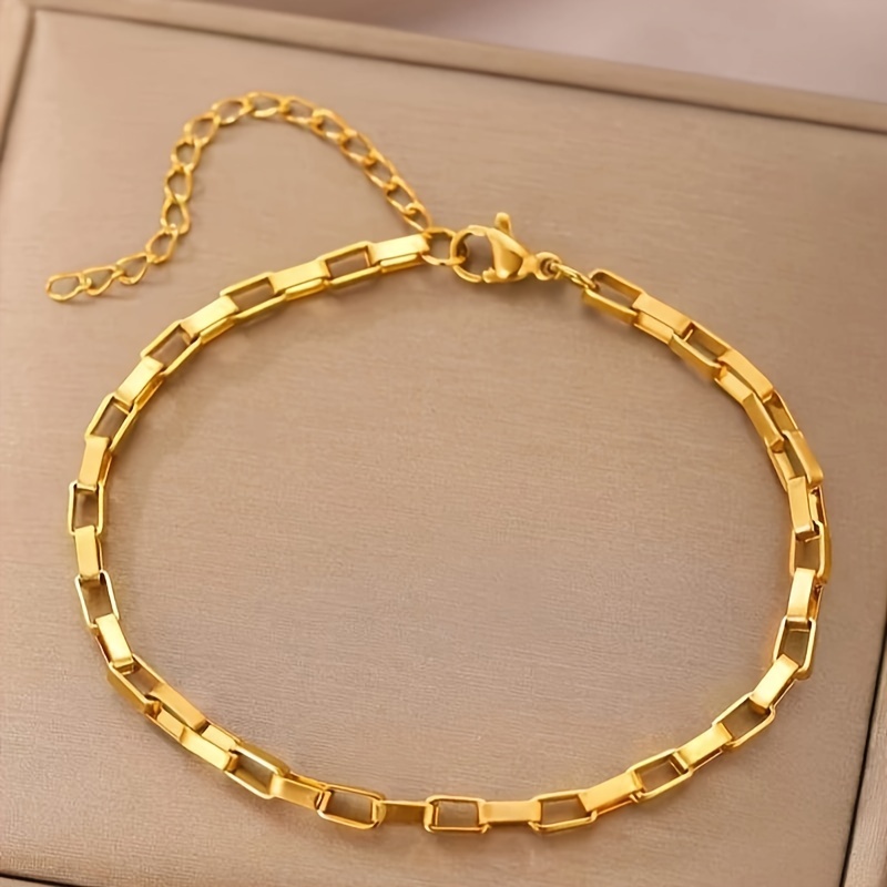 Image of Elegant Light Luxury, Fashionable Women's Golden Stainless Steel Checkered Chain, Popular Daily Bracelet In East Japan And South Korea