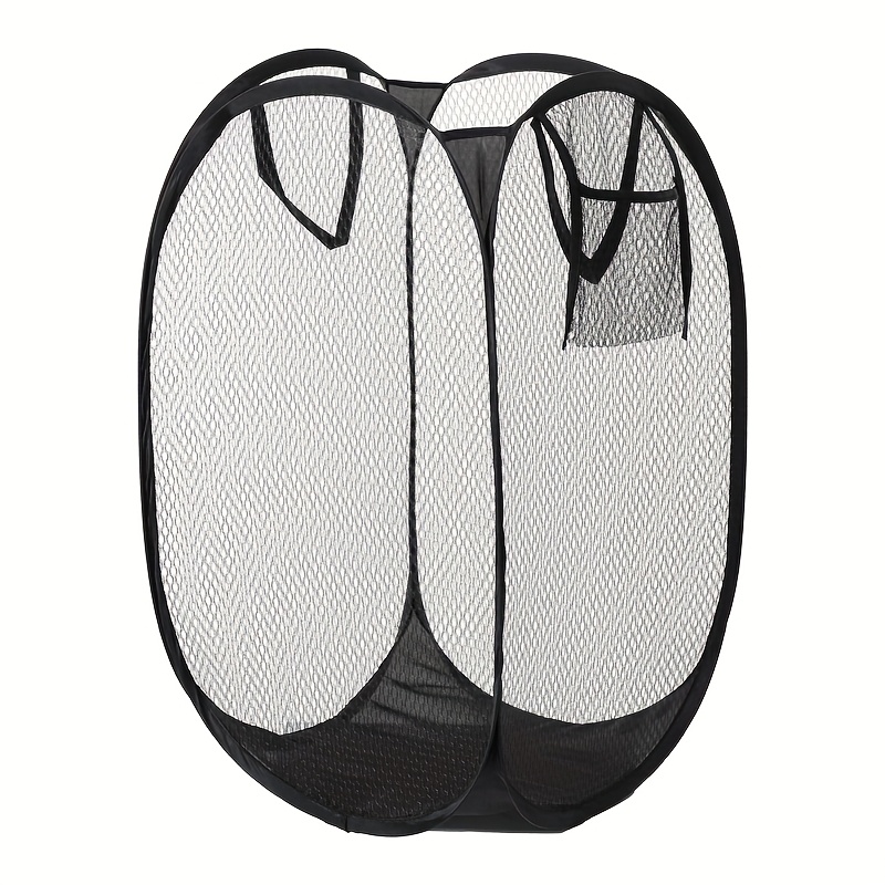 TEMU Large Pop-up Mesh Laundry Basket With Handle - Foldable, High-capacity Soiled Clothes Storage Basket, Suitable For Bathroom, Bedroom And