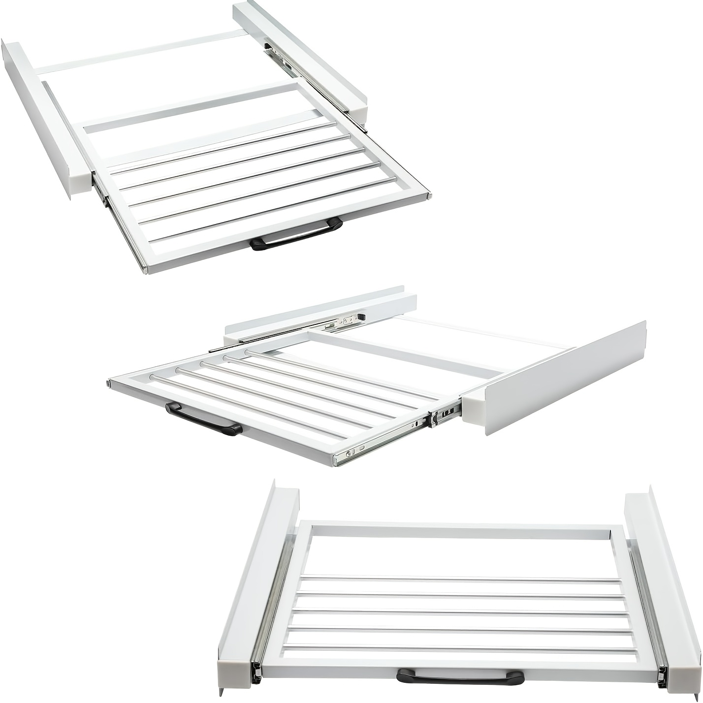 Sonnewelt Washing Machine And Dryer , Extendable Washer-dryer Connector With Steel Plate, Washer And Dryer Connection Frame With Wheel Rope, White, Towel Racks