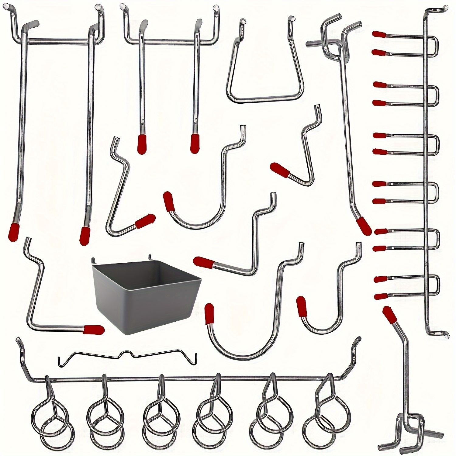 

114pcs Pegboard Hooks & Organizers Set, Metal Tool Storage Set For 1-inch Spaced Boards, Includes Utility Hooks, Pliers Holders, Screwdrivers And Small Tools Storage For Garage, Workshop, Garden Decor