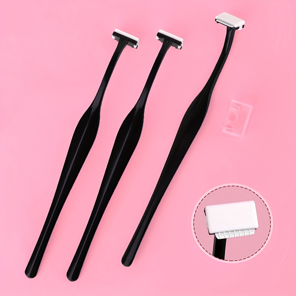 3pcs Precision Eyebrow Razor With Protective Cover, Stainless Steel Material, Suitable For Eyebrows, Lips, And Legs, Gentle And Hair Removal Tool With , Ideal For Travel And Use