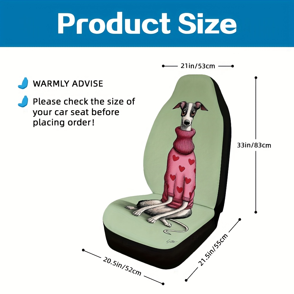 TEMU Juego de 2 protectores de asiento de coche con diseño de suéter con y temática canina, modernos, plegables y cómodos, diseñados para ajustarse