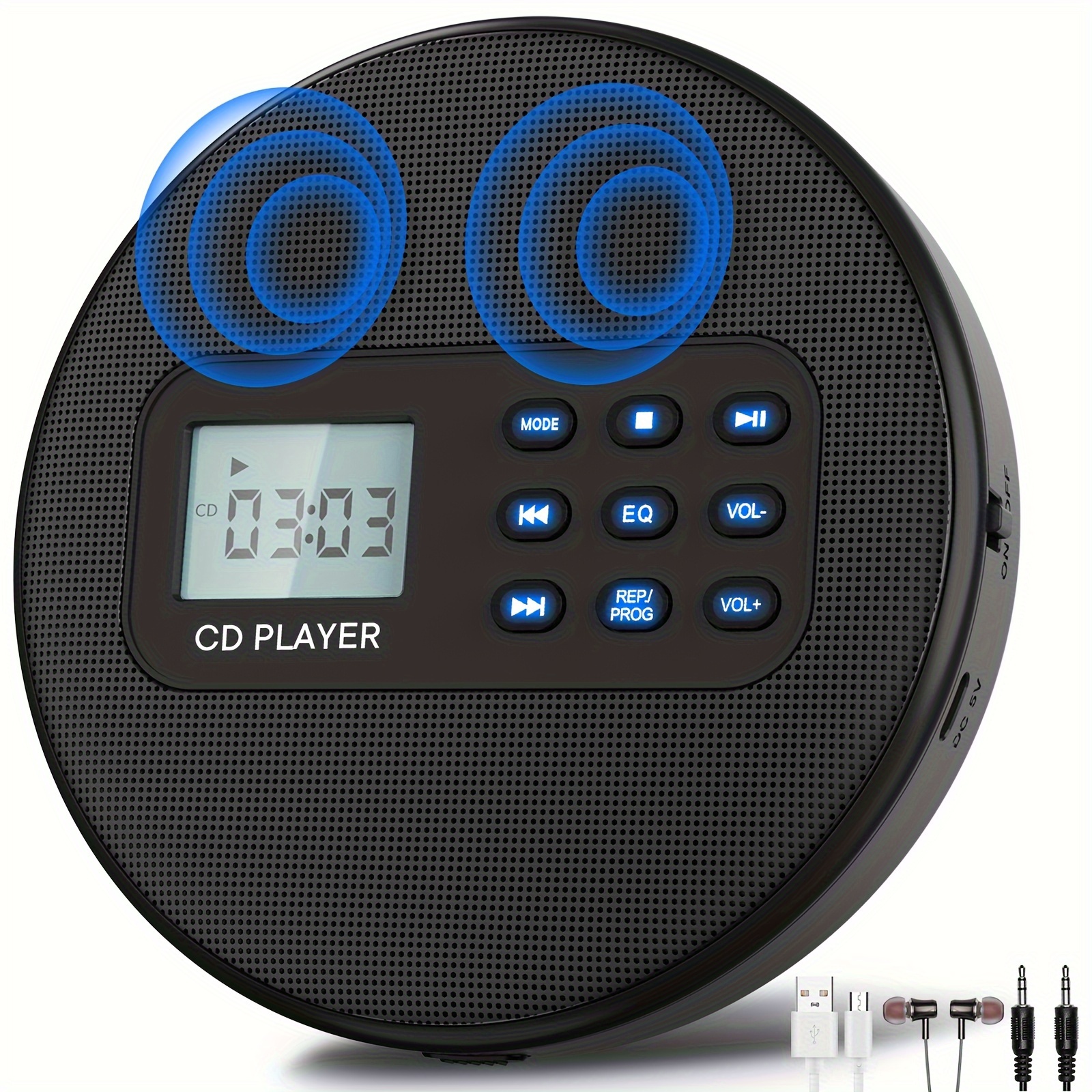 

Cd For Car: Rechargeable Cd Speakers And -skip Cd Headphones Lcd Display